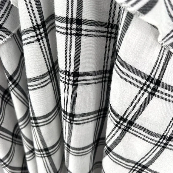 OPENING CEREMONY Dress Womens Small White Black Sleeve Plaid Ruffle Skater NWT - Picture 11 of 16